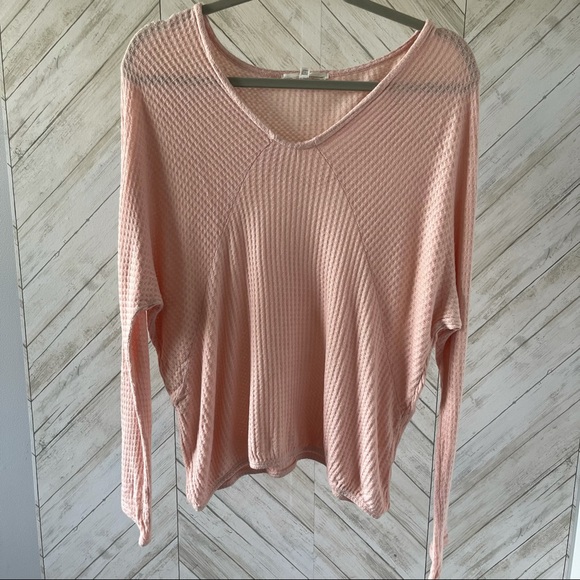 Pure+Good Anthropologie Light Pink Waffle Knit Top - Picture 5 of 6
